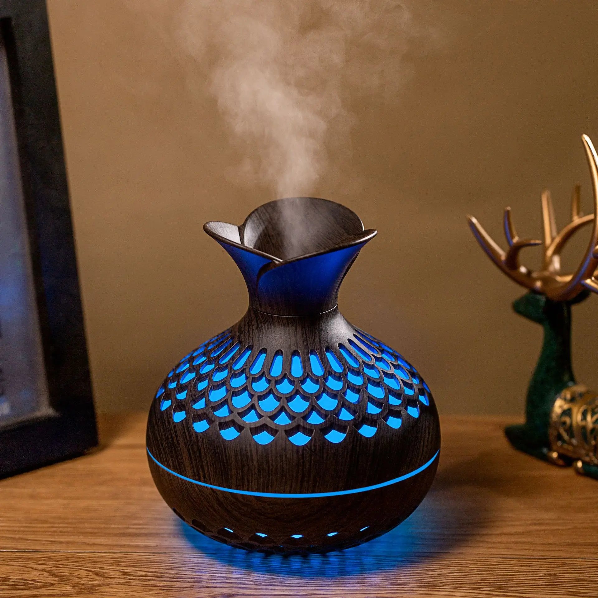 300Ml USB Air Humidifier Mini Humidifier Desktop Humidifier Hollow Vase Shape Humidifier with Colorful Night Lights